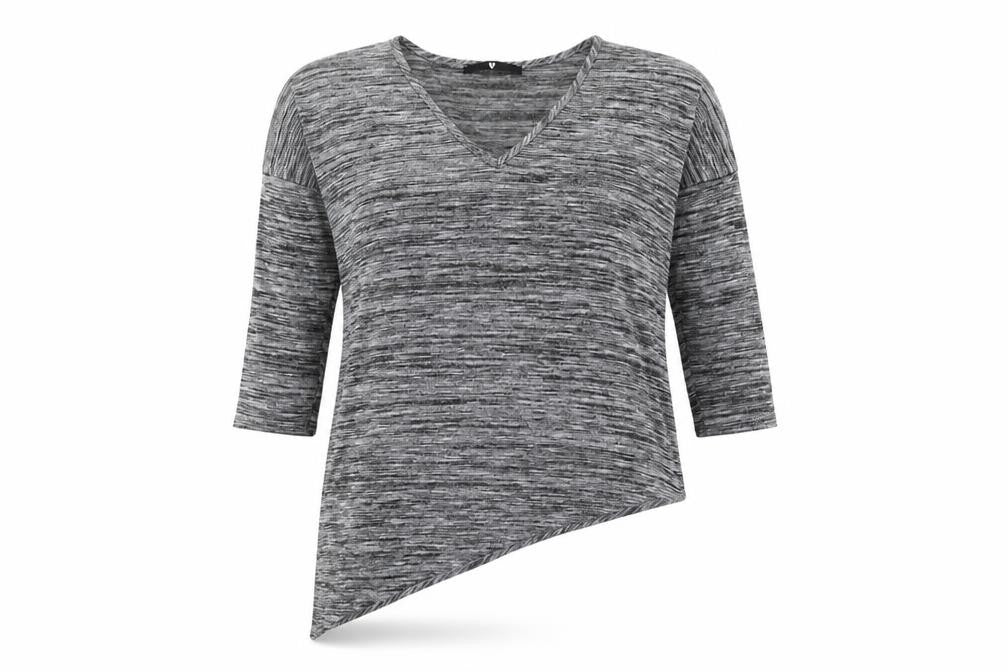 Very Womens Grey Polyester Basic T-Shirt Size 12 V-Neck