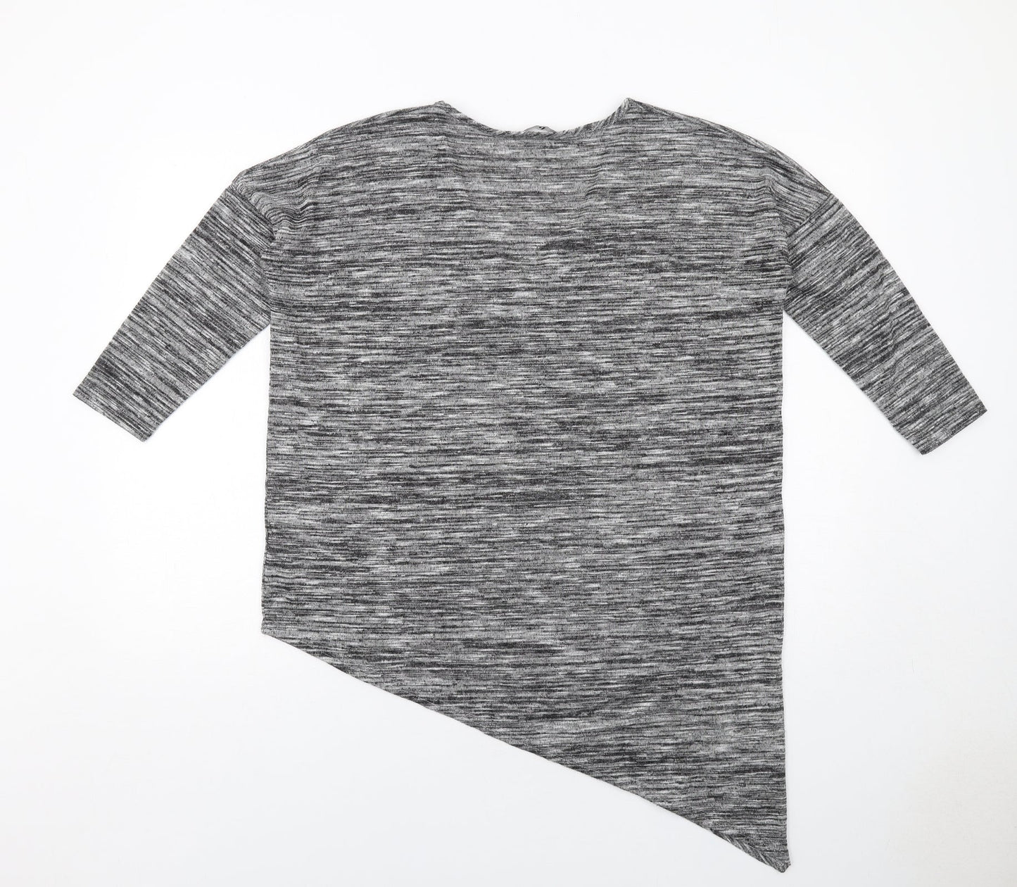 Very Womens Grey Polyester Basic T-Shirt Size 12 V-Neck