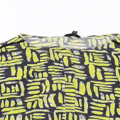 River Island Womens Yellow Geometric Viscose Basic Blouse Size 8 Round Neck