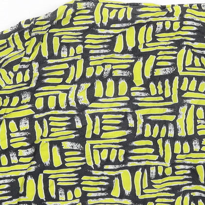 River Island Womens Yellow Geometric Viscose Basic Blouse Size 8 Round Neck