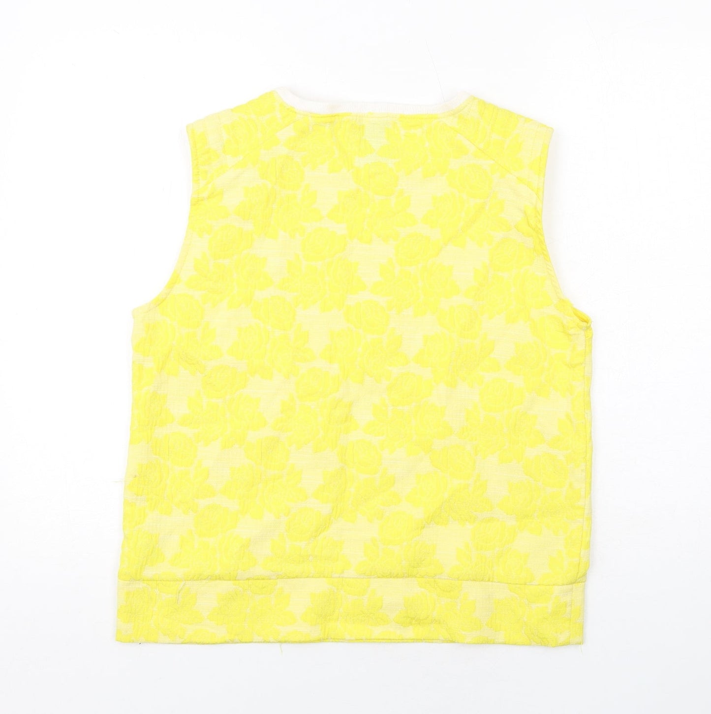 Zara Womens Yellow Geometric Polyester Basic Tank Size S Round Neck