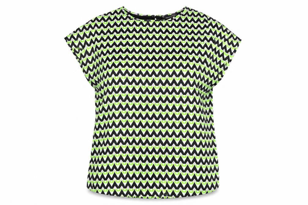 Marks & Spencer Womens Multicoloured Geometric Polyester Basic Blouse Size 12 Round Neck