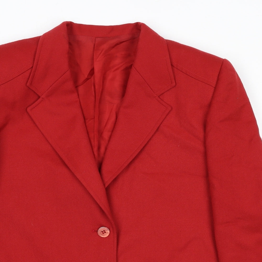 Reldan Womens Red Wool Jacket Suit Jacket Size 10 - Shoulder Pads