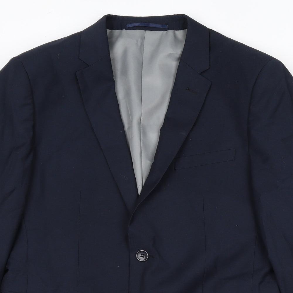 Peter Werth Mens Blue Polyester Jacket Suit Jacket Size 38 Regular