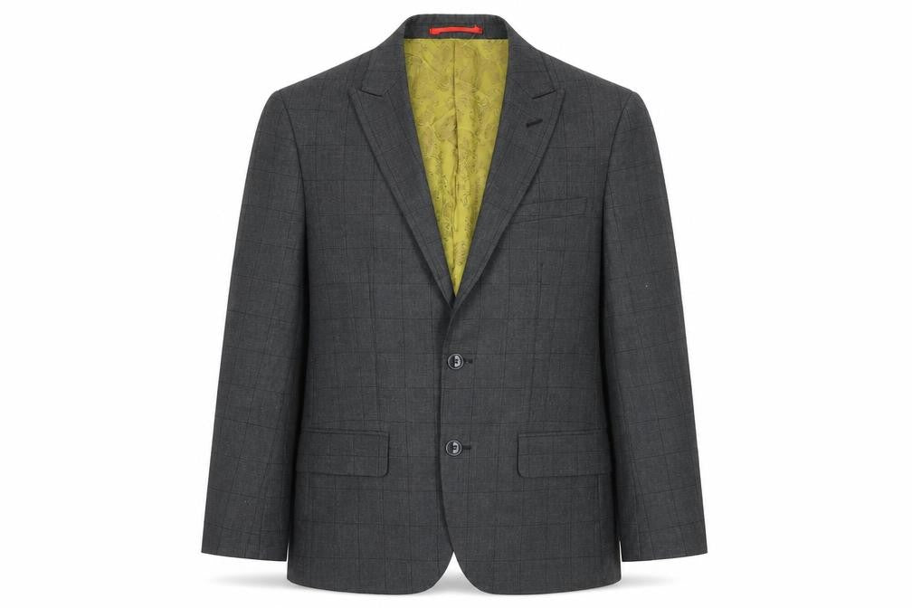 Dobell Mens Grey Check Polyester Jacket Suit Jacket Size 36 Regular