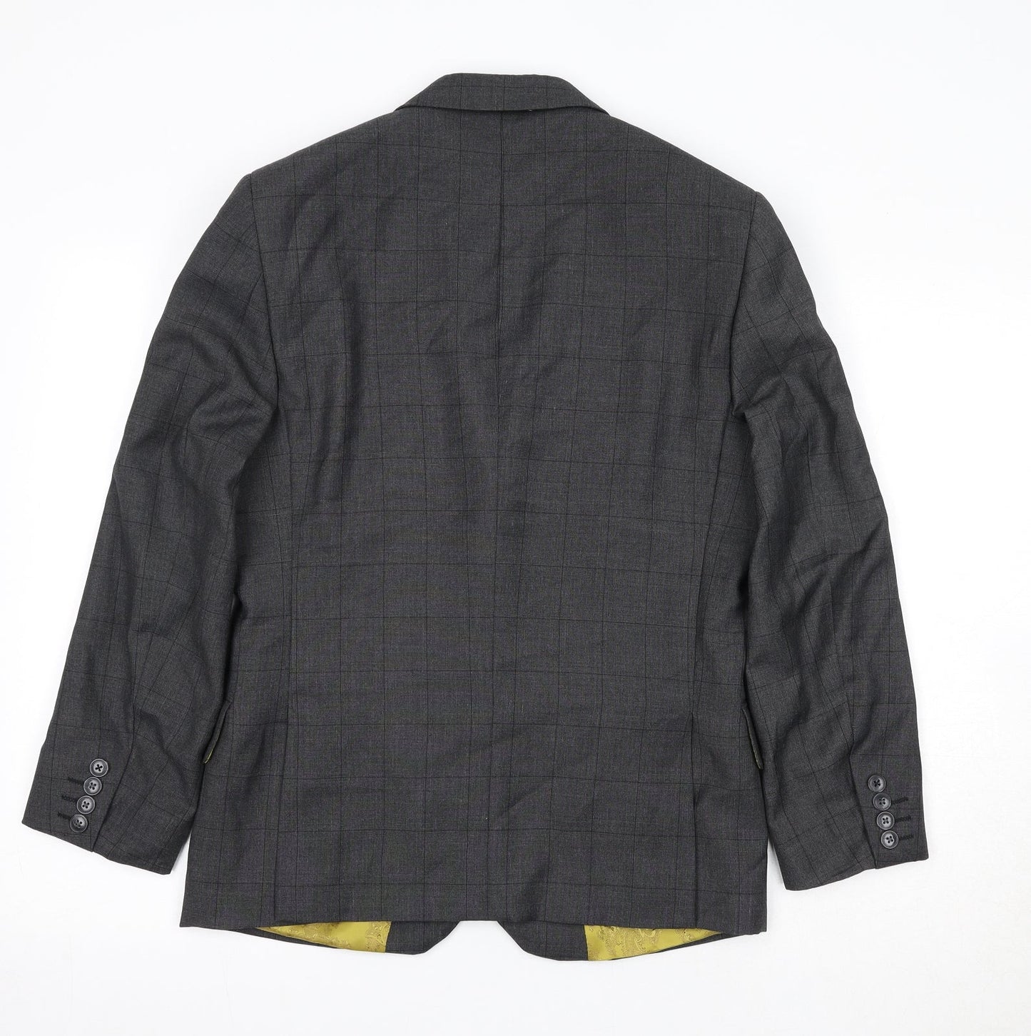 Dobell Mens Grey Check Polyester Jacket Suit Jacket Size 36 Regular