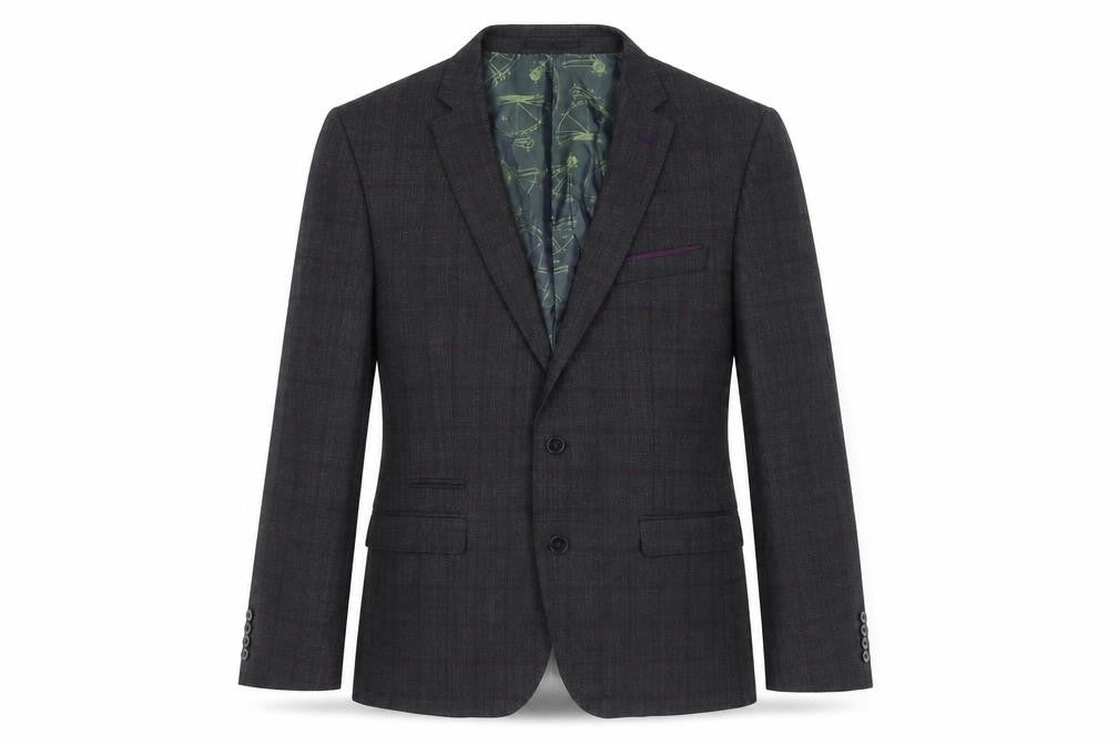 REMUS Mens Grey Check Wool Jacket Suit Jacket Size 42 Regular
