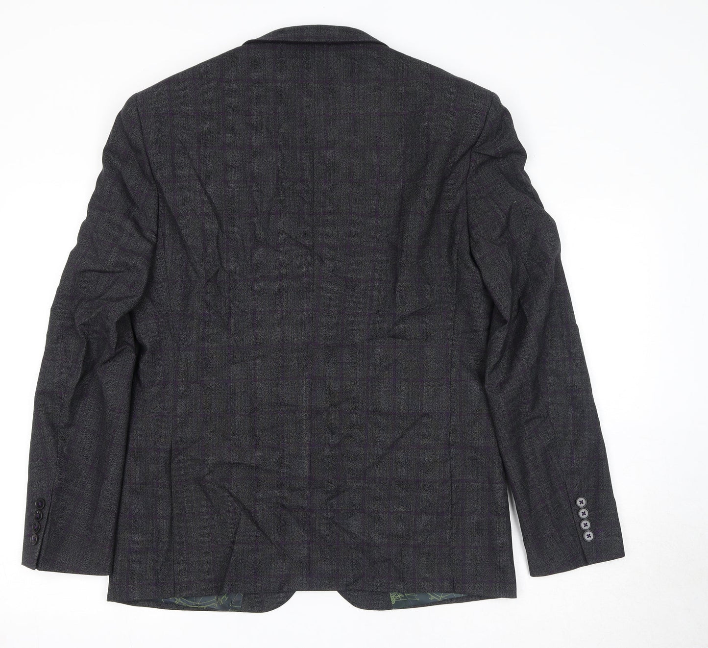 REMUS Mens Grey Check Wool Jacket Suit Jacket Size 42 Regular