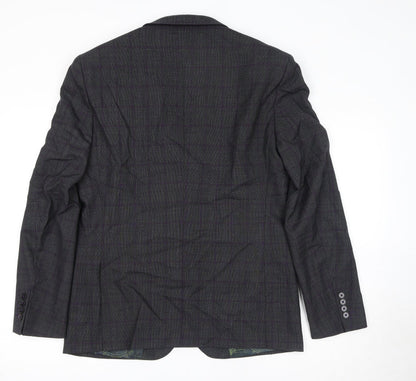Remus Uomo Mens Grey Check Wool Jacket Suit Jacket Size 42 Regular