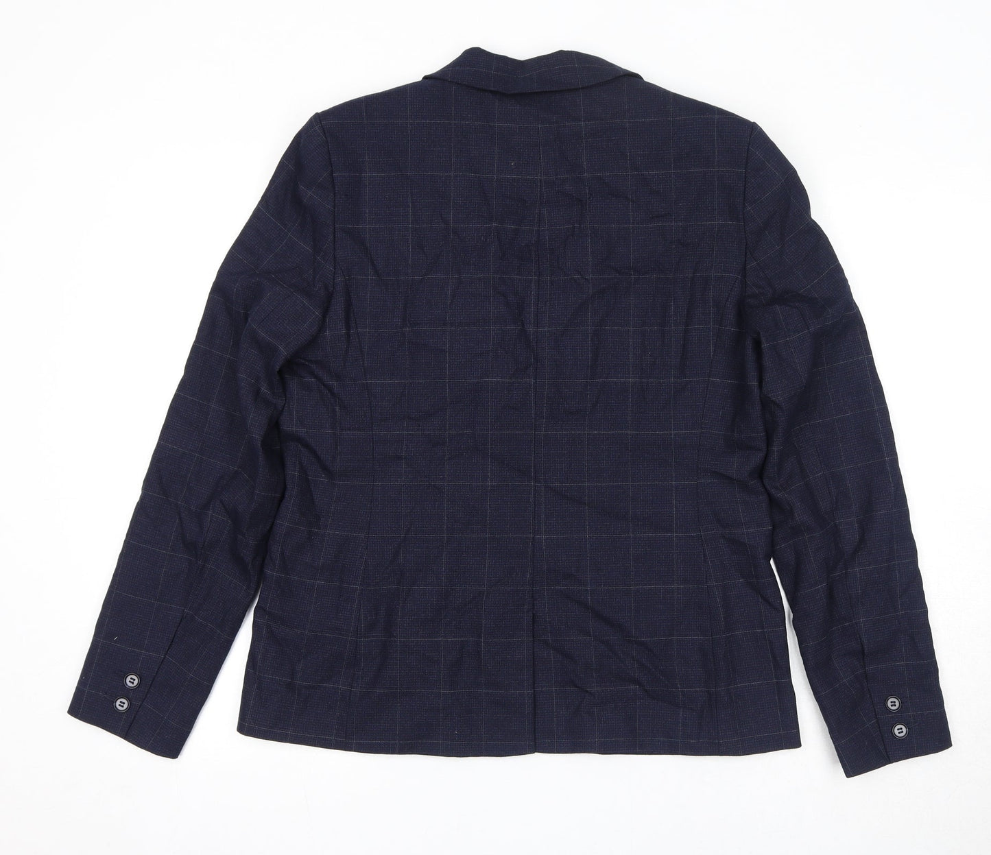 NEXT Womens Blue Check Wool Jacket Suit Jacket Size 14 - Shoulder Pads