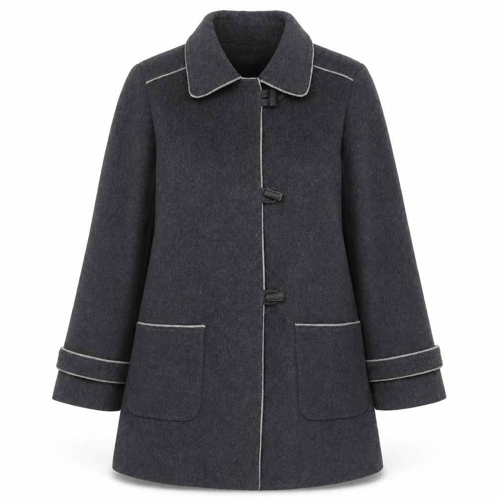 Style Collection Womens Grey Overcoat Coat Size 14 Button