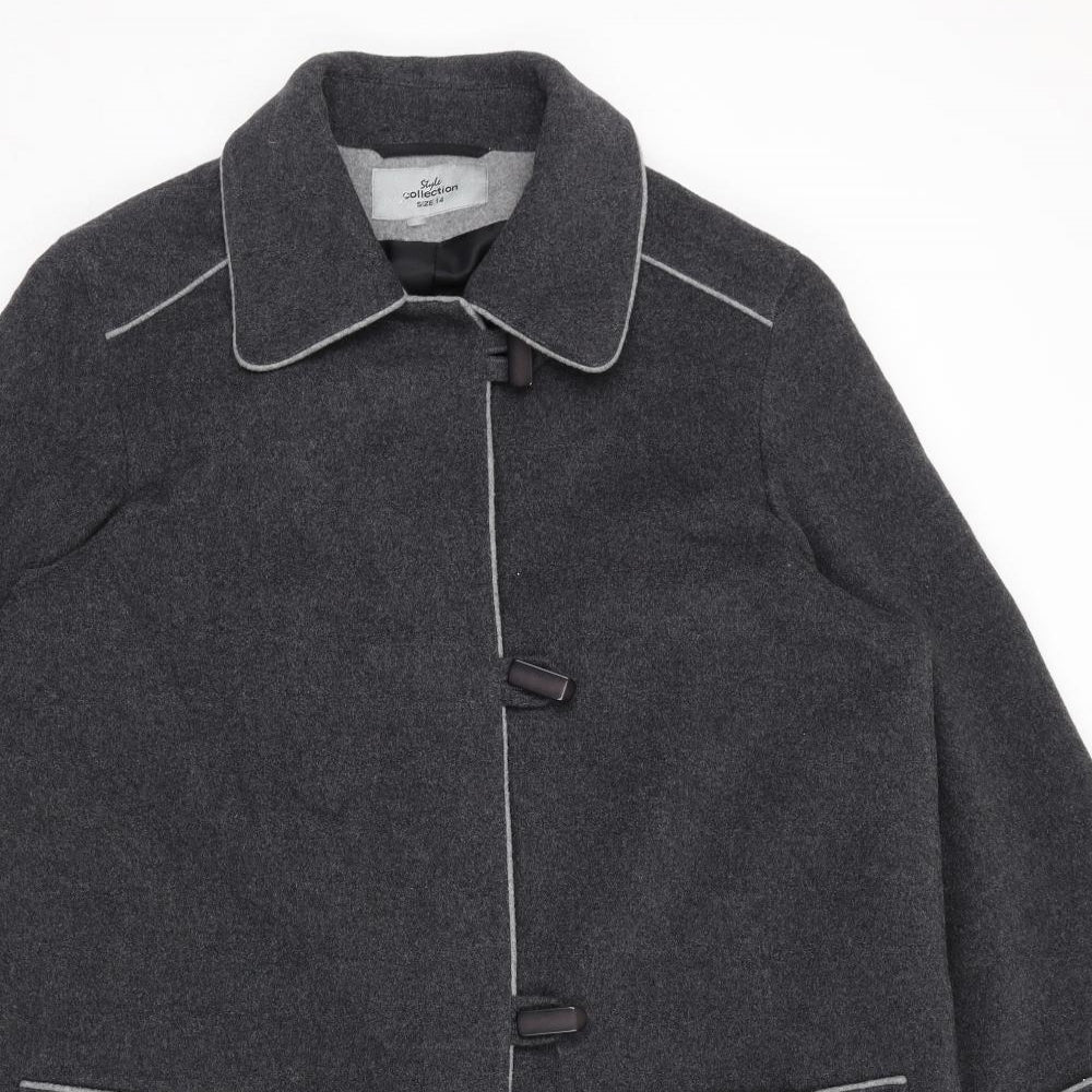 Style Collection Womens Grey Overcoat Coat Size 14 Button