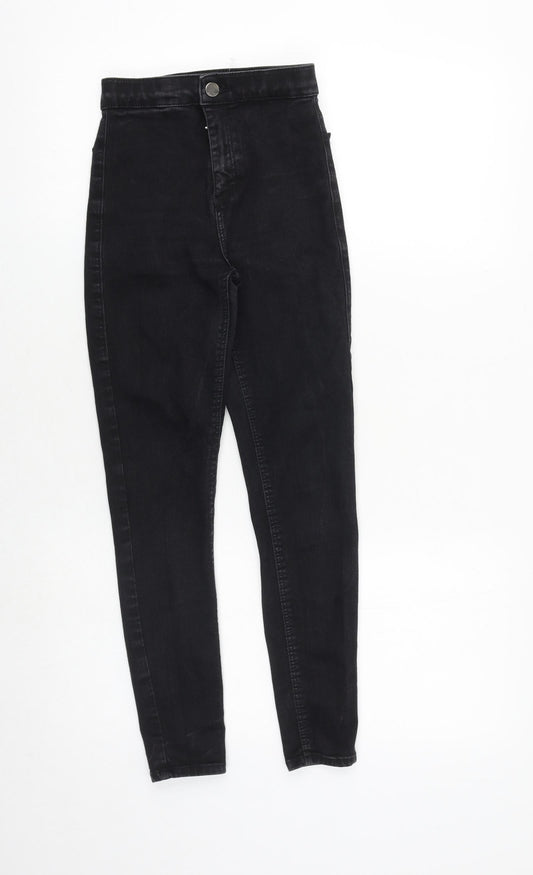 Topshop Womens Black Cotton Skinny Jeans Size 26 in Regular Zip