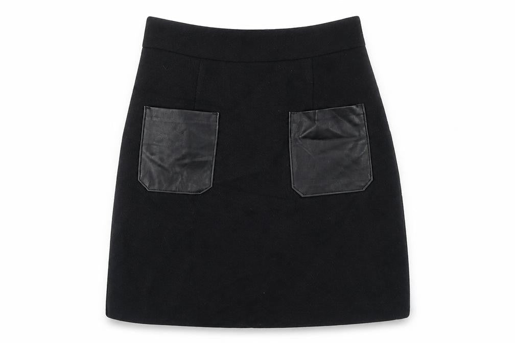 Marks & Spencer Womens Black Polyester A-Line Skirt Size 8 Zip