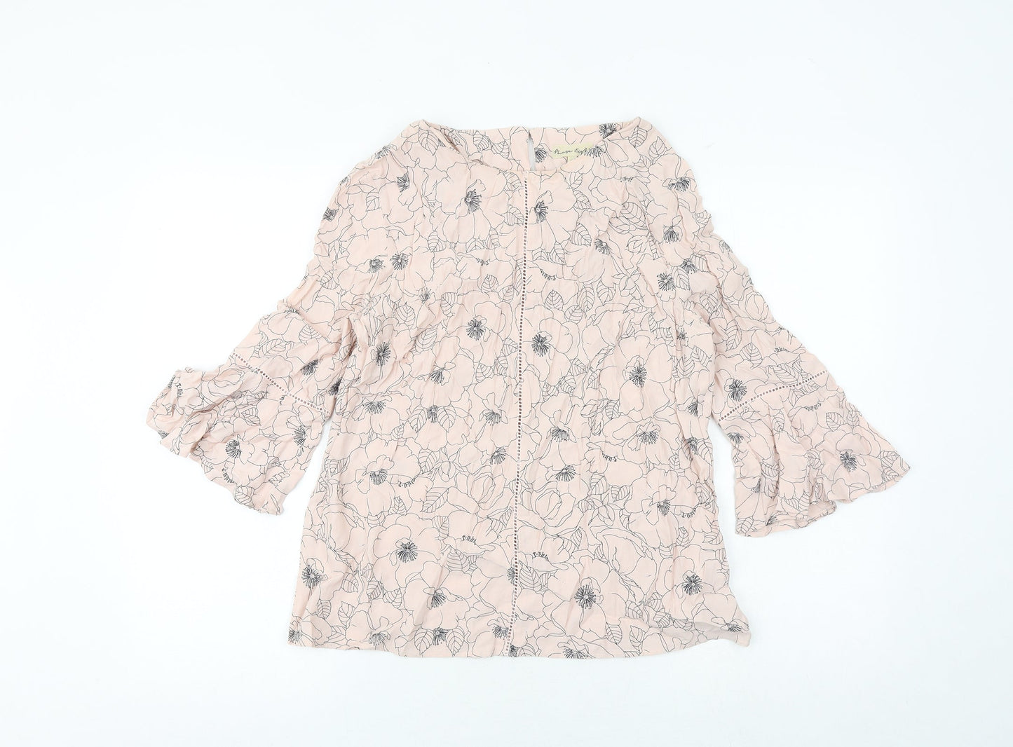 Phase Eight Womens Pink Floral Polyester Basic Blouse Size 12 Boat Neck