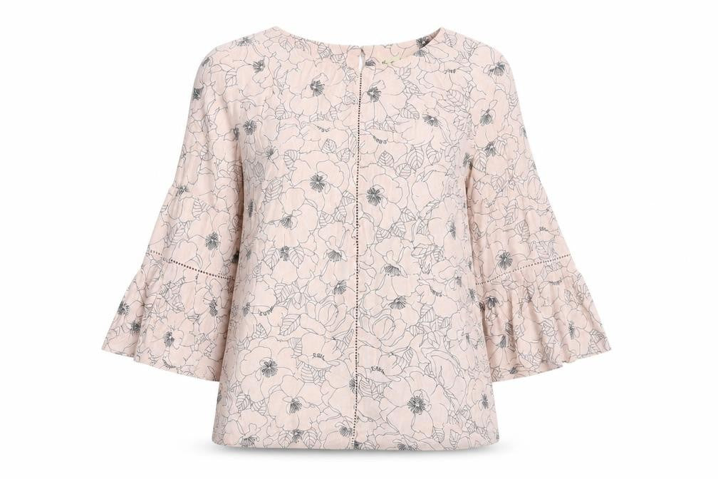 Phase Eight Womens Pink Floral Polyester Basic Blouse Size 12 Boat Neck