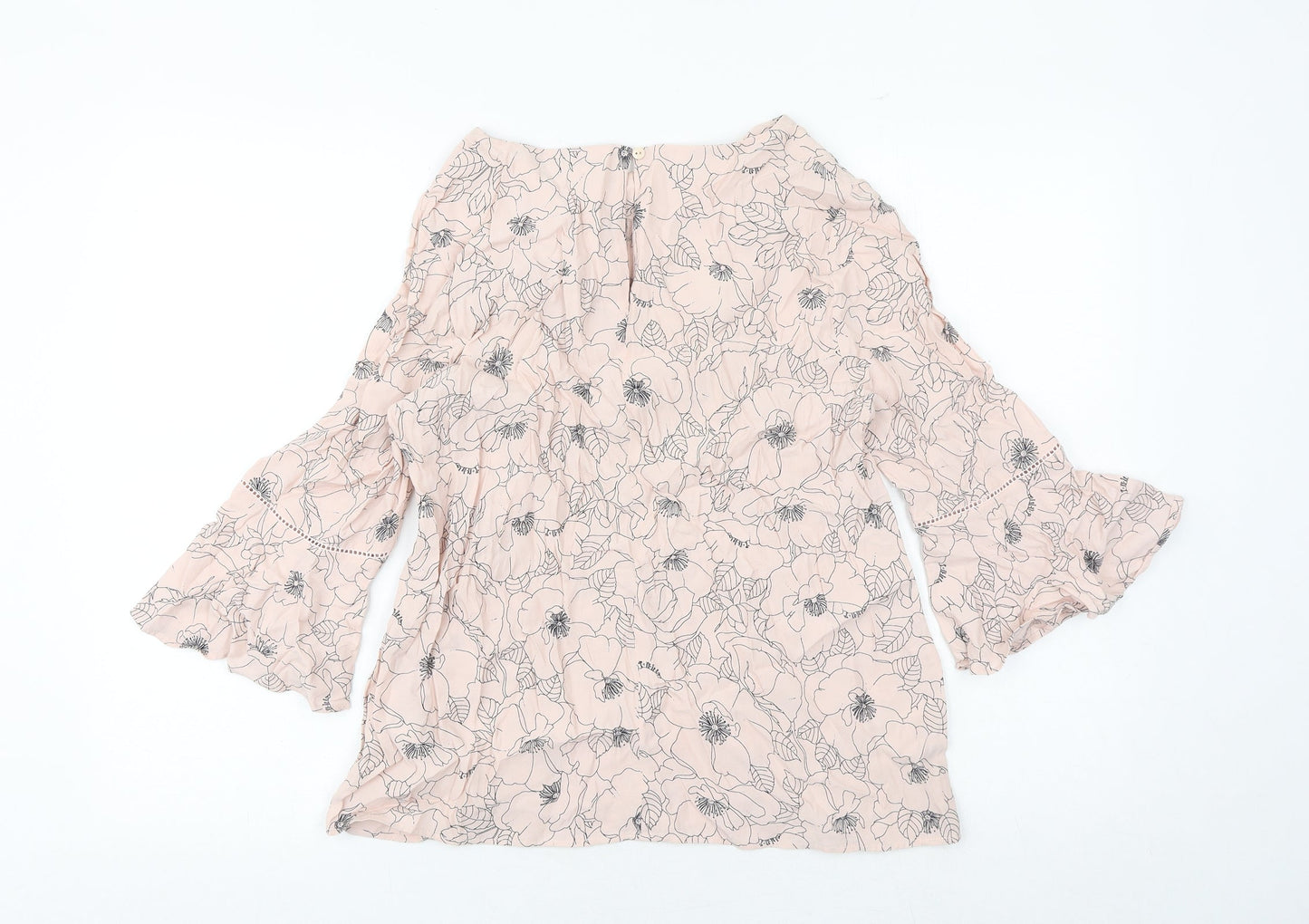 Phase Eight Womens Pink Floral Polyester Basic Blouse Size 12 Boat Neck