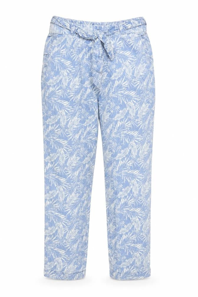 NEXT Womens Blue Geometric Lyocell Carpenter Trousers Size 10 Regular Tie - Leaf Pattern