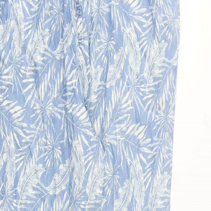 Next Womens Blue Geometric Lyocell Carpenter Trousers Size 10 Regular Tie - Leaf Pattern