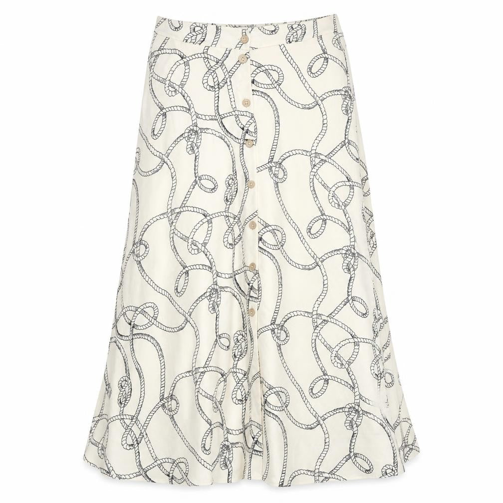 Marks & Spencer Womens Ivory Geometric Polyester Peasant Skirt Size 8 Button