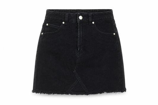 Boohoo Womens Black Cotton A-Line Skirt Size 6 Zip