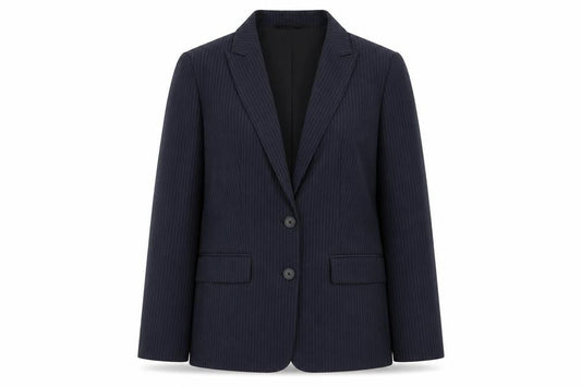 Marks & Spencer Womens Blue Pinstripe Polyester Jacket Suit Jacket Size 8