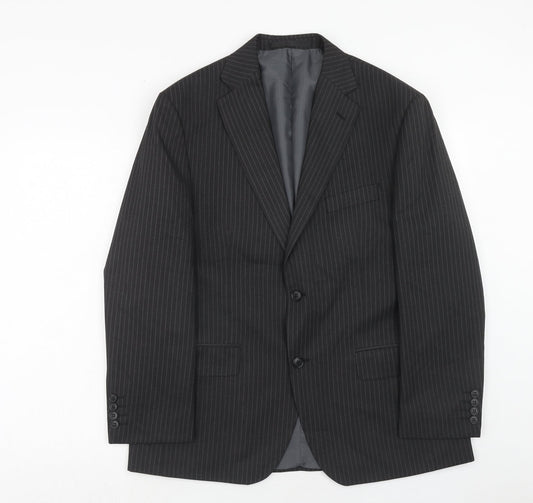 Marks and Spencer Mens Grey Striped Polyester Jacket Suit Jacket Size 40 Regular