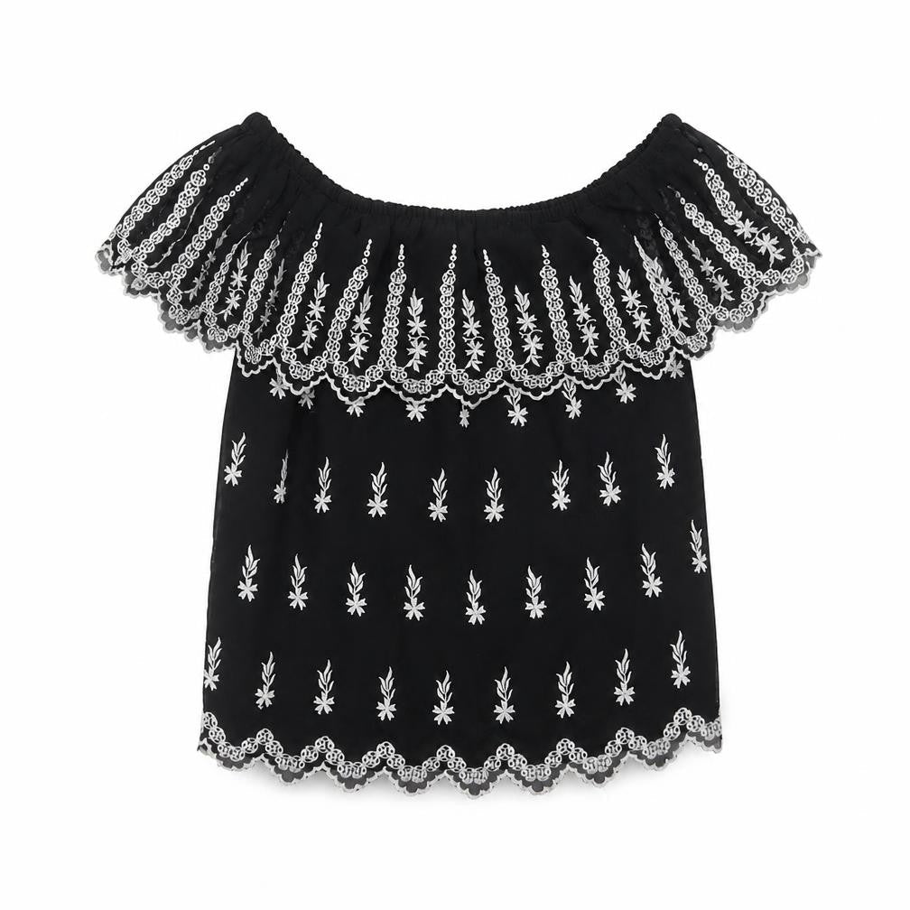 Miss Selfridge Womens Black Polyester Basic Blouse Size 10 Off the Shoulder
