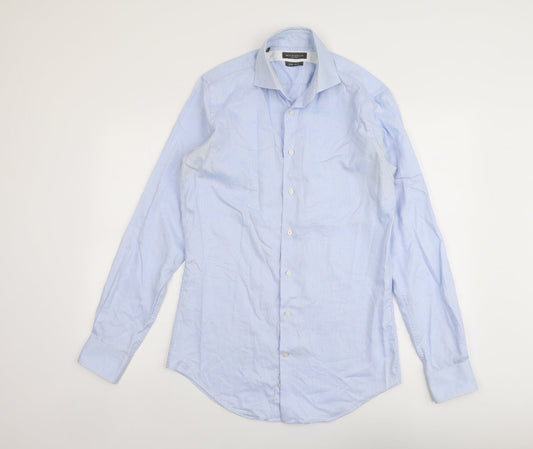 Michaelis Mens Blue Cotton Button-Up Size 15.5 Collared Button