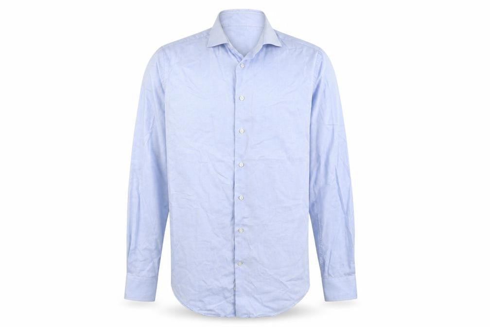 Michaelis Mens Blue Cotton Button-Up Size 15.5 Collared Button