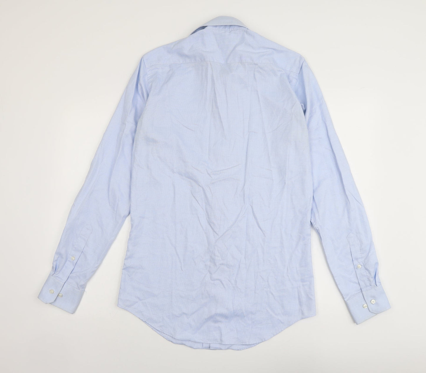 Michaelis Mens Blue Cotton Button-Up Size 15.5 Collared Button