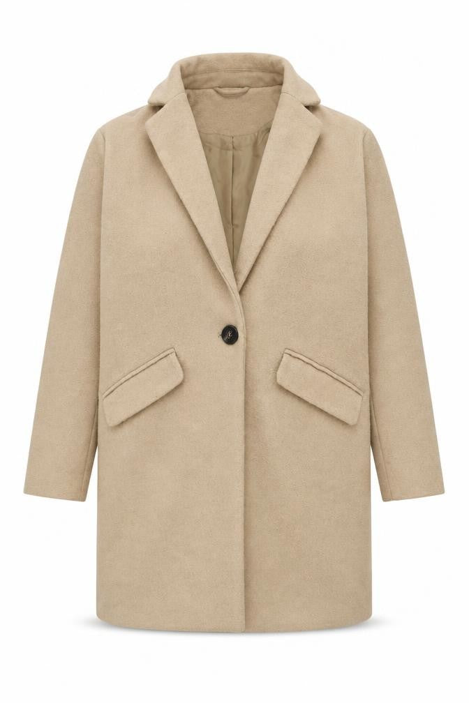 NEXT Womens Beige Overcoat Coat Size 6 Button