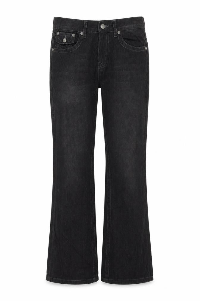 Kurt Muller Womens Black Cotton Bootcut Jeans Size 32 in L29 in Regular Button