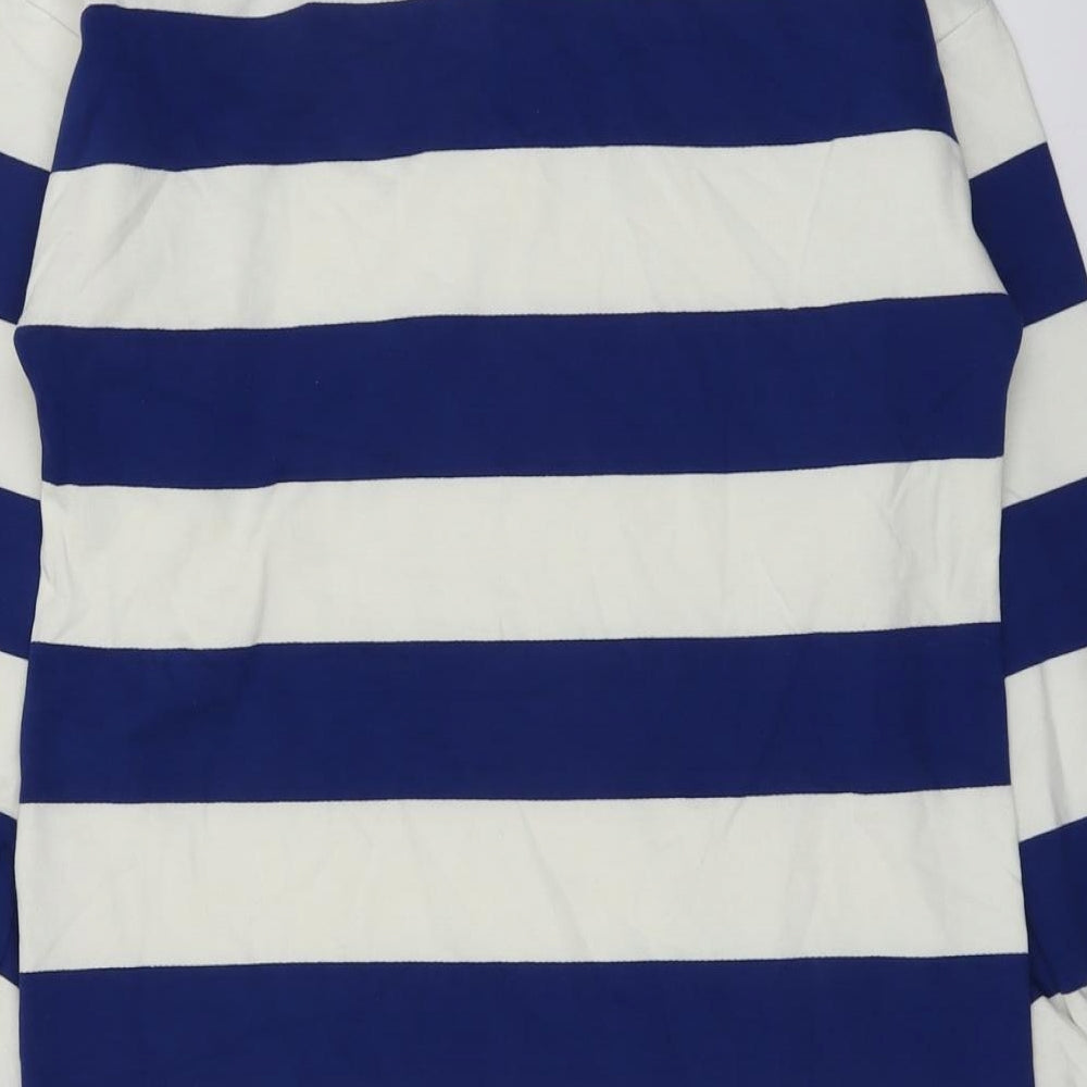 Marks and Spencer Girls Blue Striped Cotton A-Line Size 12-13 Years Collared Button