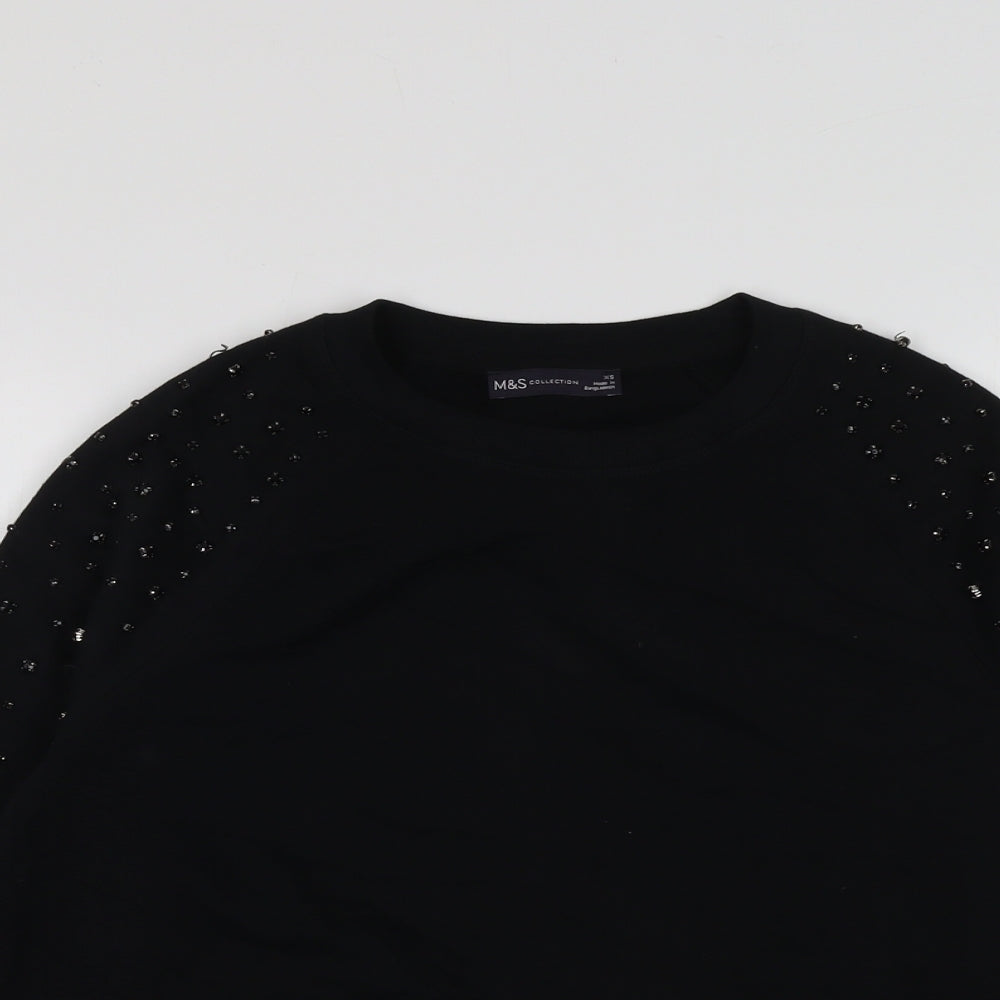 Marks and Spencer Womens Black Cotton Pullover Sweatshirt Size XS Pullover