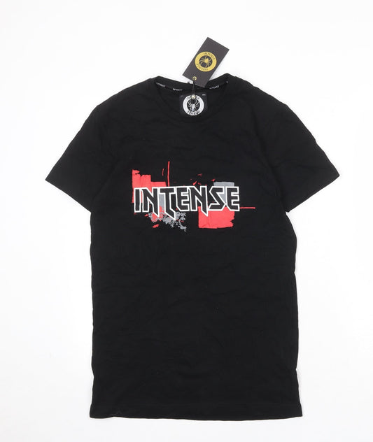 Intense Womens Black 100% Cotton Basic T-Shirt Size S Round Neck