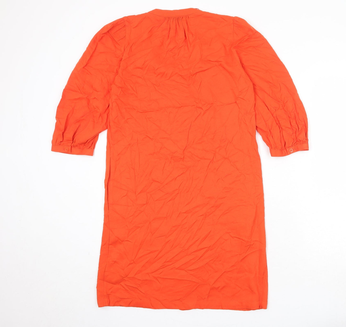 Marks and Spencer Womens Orange Viscose A-Line Size 6 V-Neck Pullover