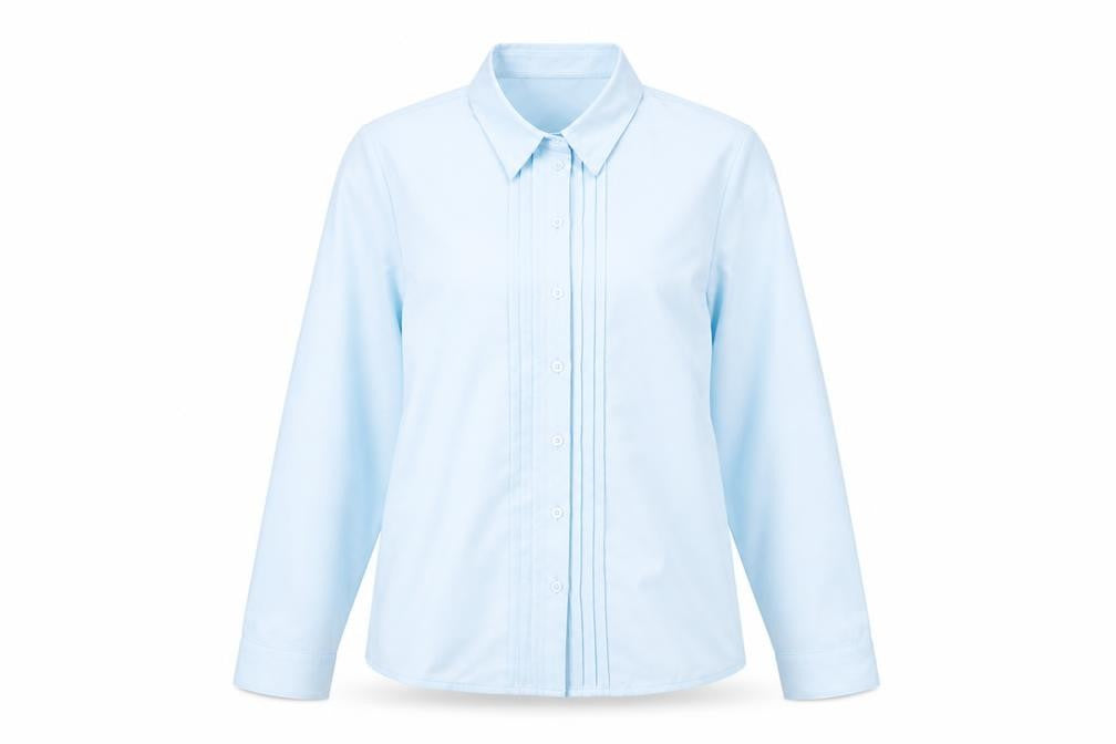 EWM Womens Blue Polyester Basic Button-Up Size 10 Collared