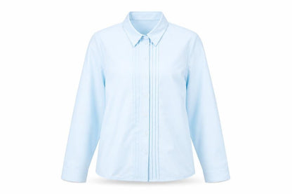 EWM Womens Blue Polyester Basic Button-Up Size 10 Collared