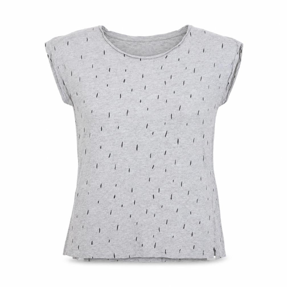 Anthem Womens Grey Geometric Cotton Basic T-Shirt Size M Round Neck