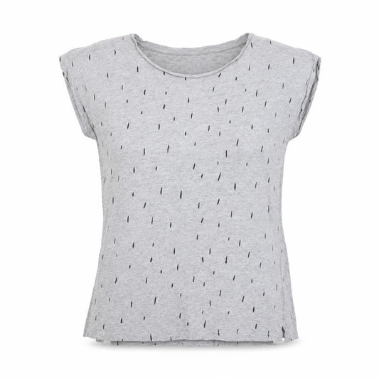 Anthem Womens Grey Geometric Cotton Basic T-Shirt Size M Round Neck