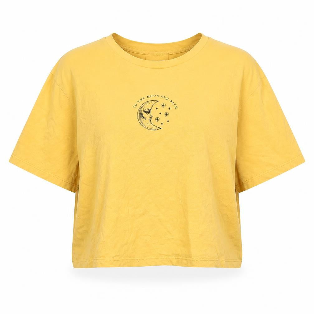 New Look Womens Yellow 100% Cotton Basic T-Shirt Size 12 Round Neck - To The Moon And Back