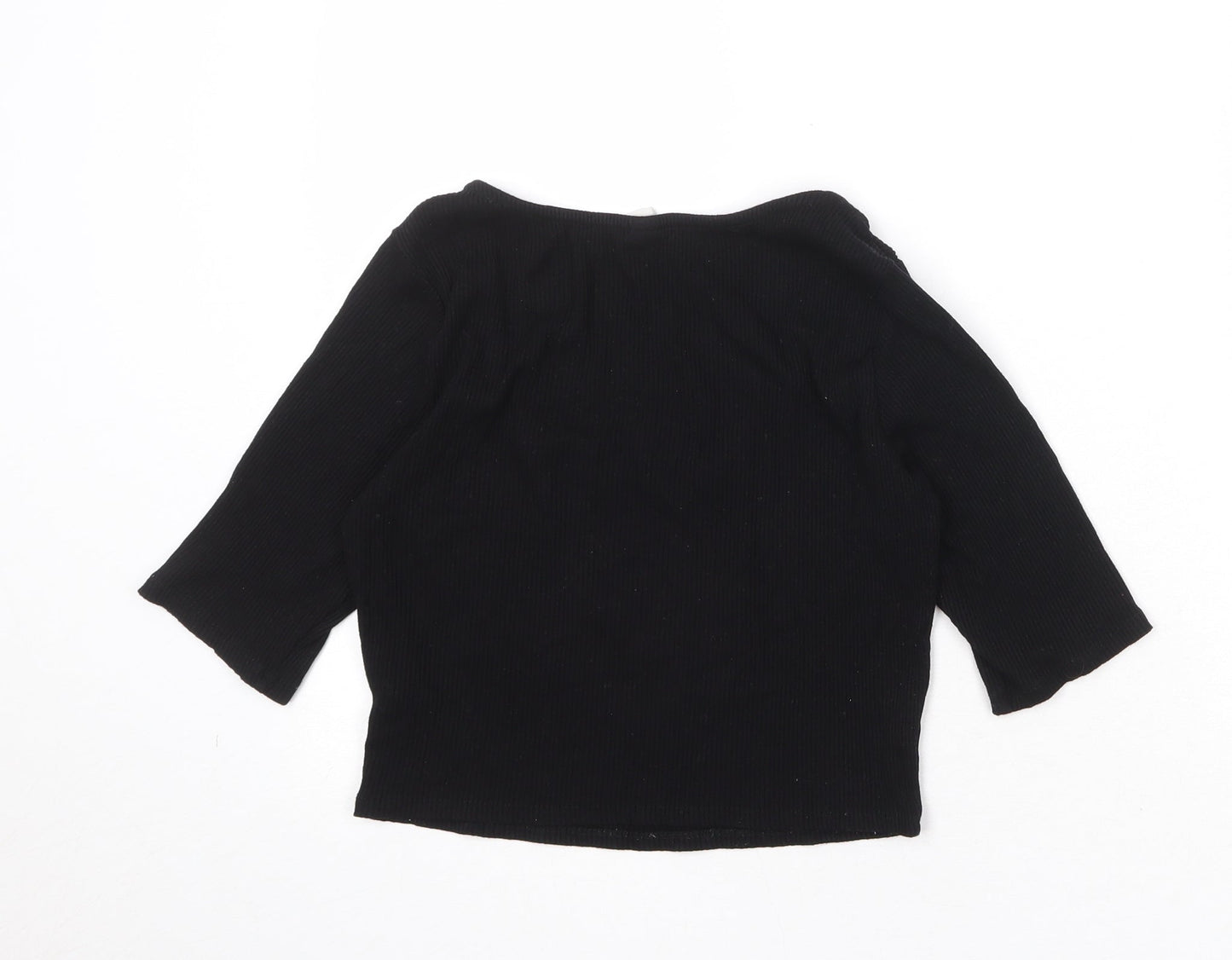 H&M Womens Black Viscose Basic T-Shirt Size M Scoop Neck