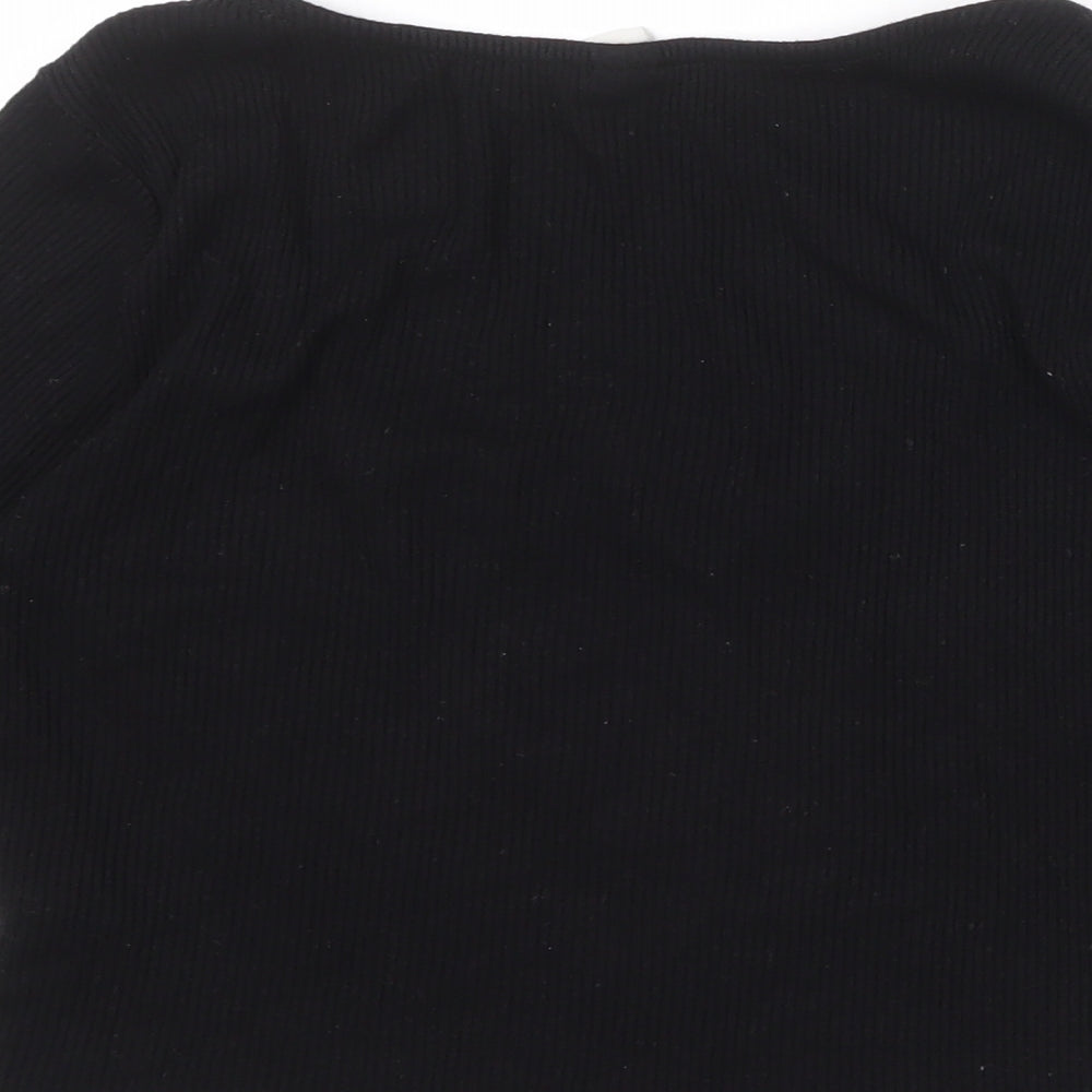 H&M Womens Black Viscose Basic T-Shirt Size M Scoop Neck