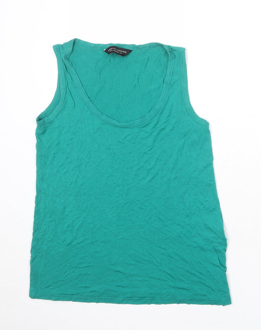 Dorothy Perkins Womens Green Viscose Basic Tank Size 8 Scoop Neck
