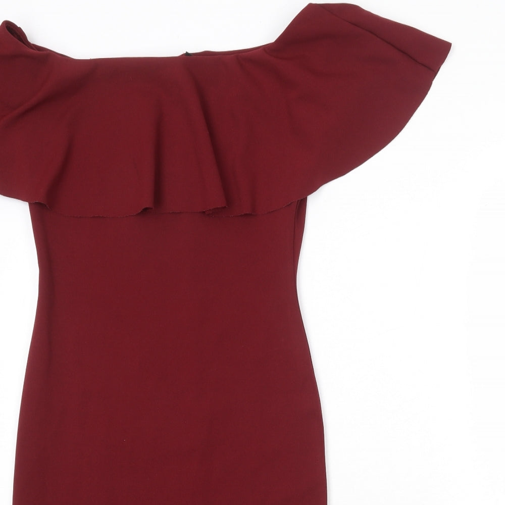 Izabel Womens Red Polyester Bodycon Size 12 Off the Shoulder Pullover
