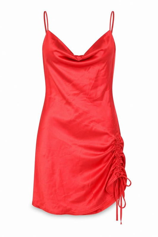 Femme Luxe Womens Red Polyester Slip Dress Size 10 Cowl Neck Pullover
