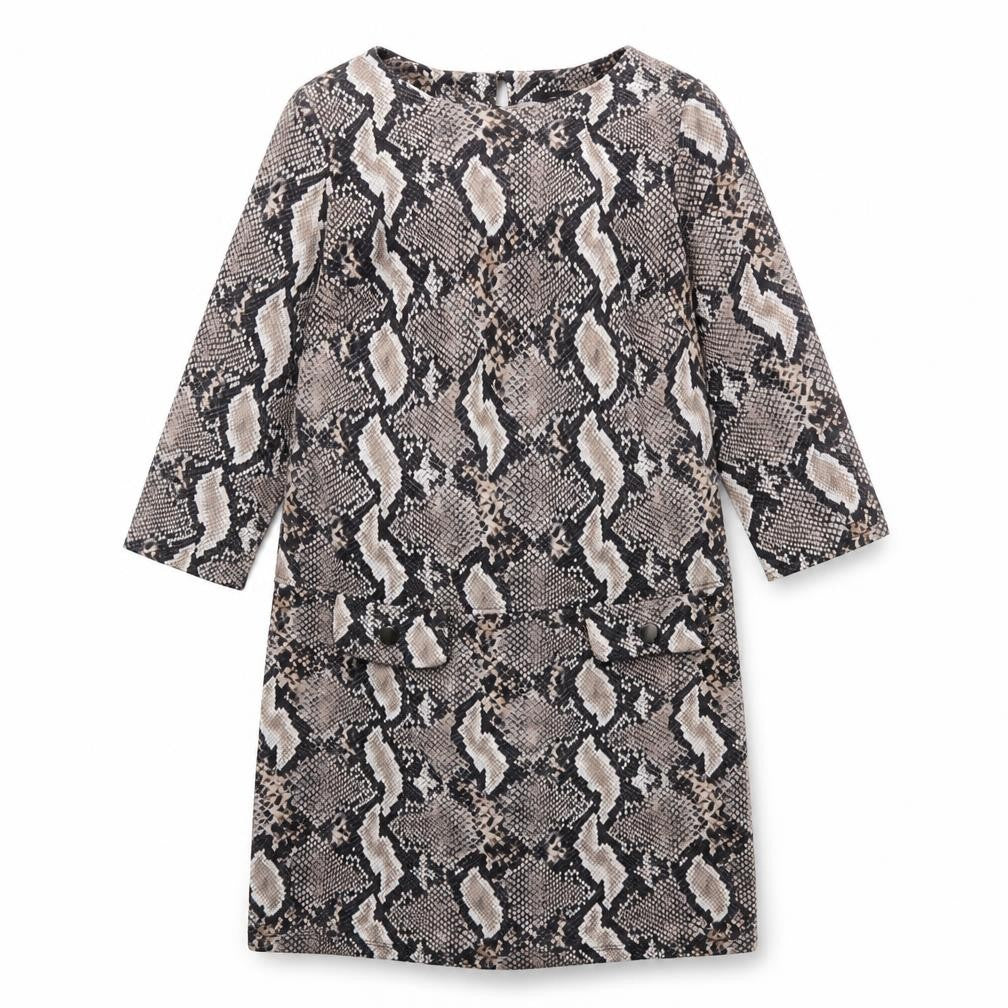 Wallis Womens Multicoloured Animal Print Polyester A-Line Size 8 Round Neck Button - Snakeskin Pattern