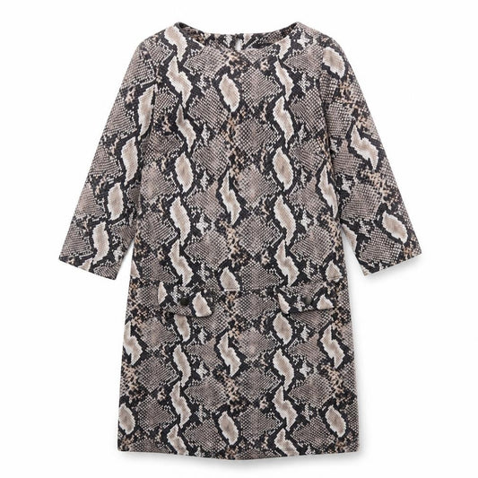 Wallis Womens Multicoloured Animal Print Polyester A-Line Size 8 Round Neck Button - Snakeskin Pattern