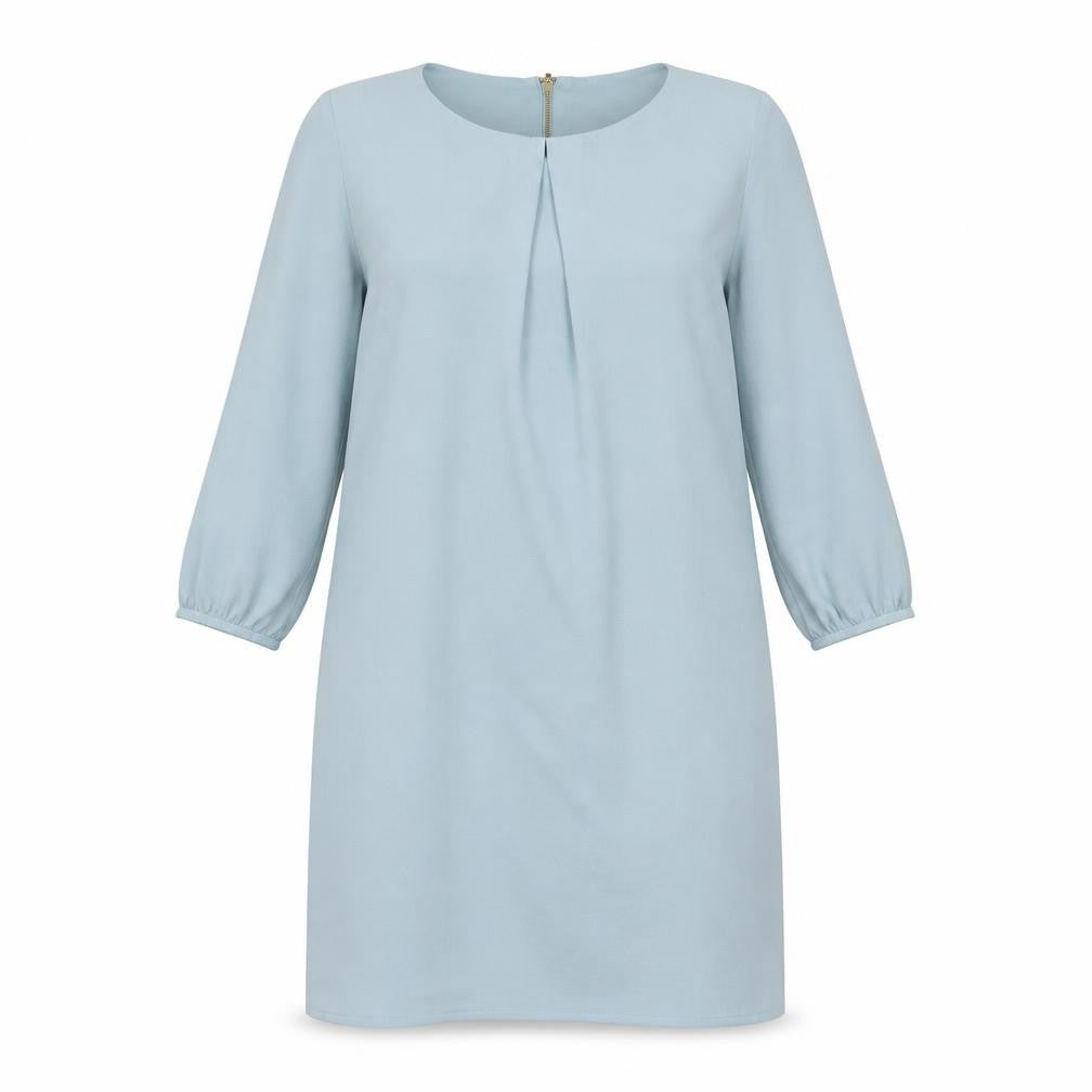 H&M Womens Blue Polyester A-Line Size 8 Round Neck Zip